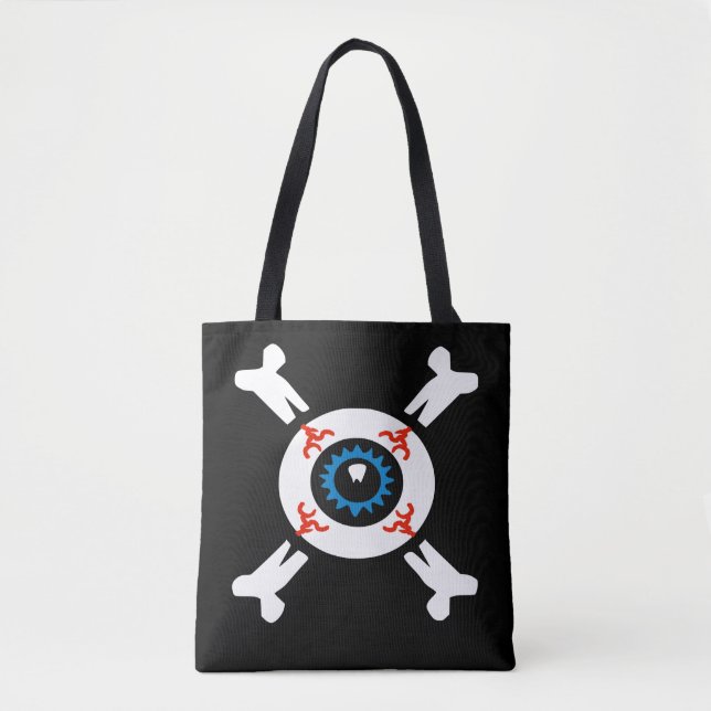 Eyeball und Crossbones (dunkle BG) Tote Bag (Vorderseite)