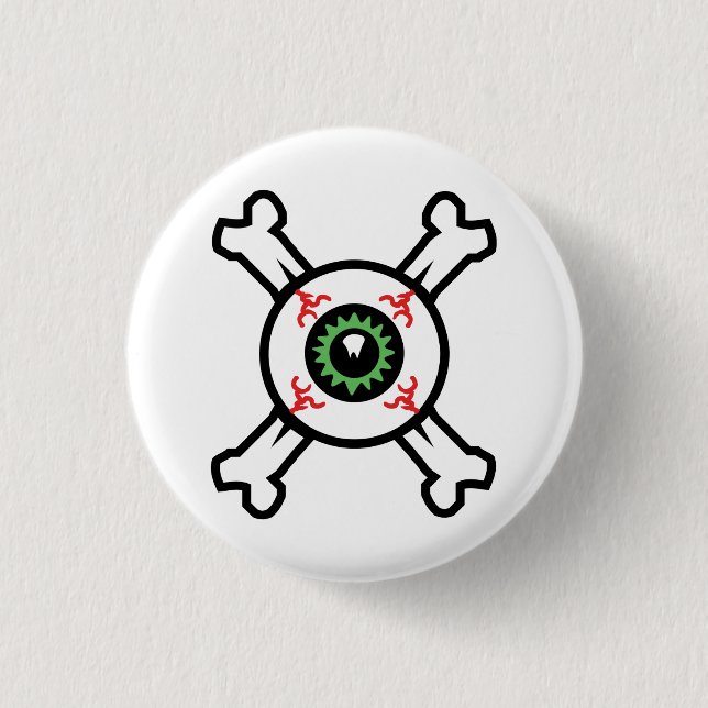 Eyeball und Crossbones für helle Hintergründe Button (Vorderseite)