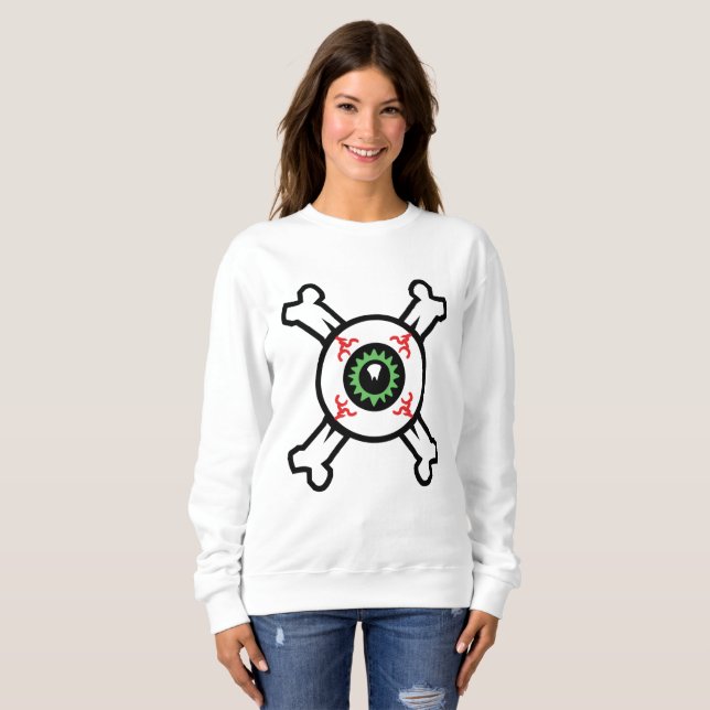 Eyeball und Crossbones (helle Hintergründe) Sweats Sweatshirt (Vorne ganz)