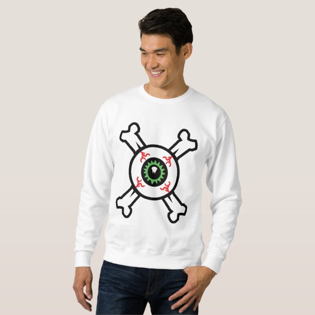 Eyeball und Crossbones (helle Hintergründe) Sweatshirt (Vorne ganz)