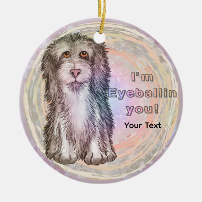 Eyeballing You Sheepdog Keramik Ornament (Vorne)