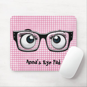 Eyeballs und Brillen auf Gingham Mousepad