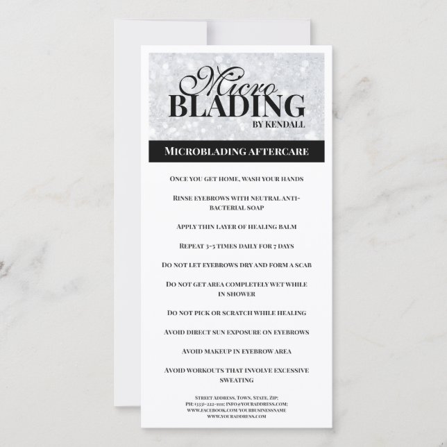 Eyebrow Afcare Simple Black Silver Instruction Dankeskarte (Vorderseite)