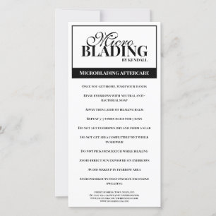 Eyebrow Aftercare Einfache Schwarz-weiße Instrukti Dankeskarte