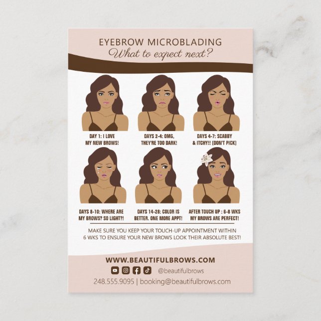 Eyebrow Aftercare & Termin Erinnerung Begleitkarte (Rückseite)