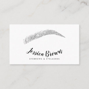 Eyebrow lashes silberfarbene Glitzer Visitenkarte