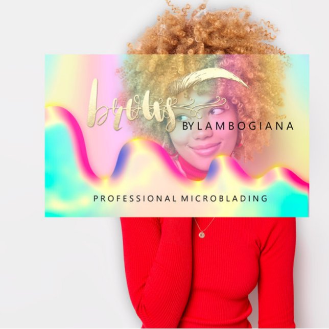 Eyebrow Logo Microblading Holograph QR Code Visitenkarte (Eyebrow Logo Microblading Holograph QR Code Business Card)