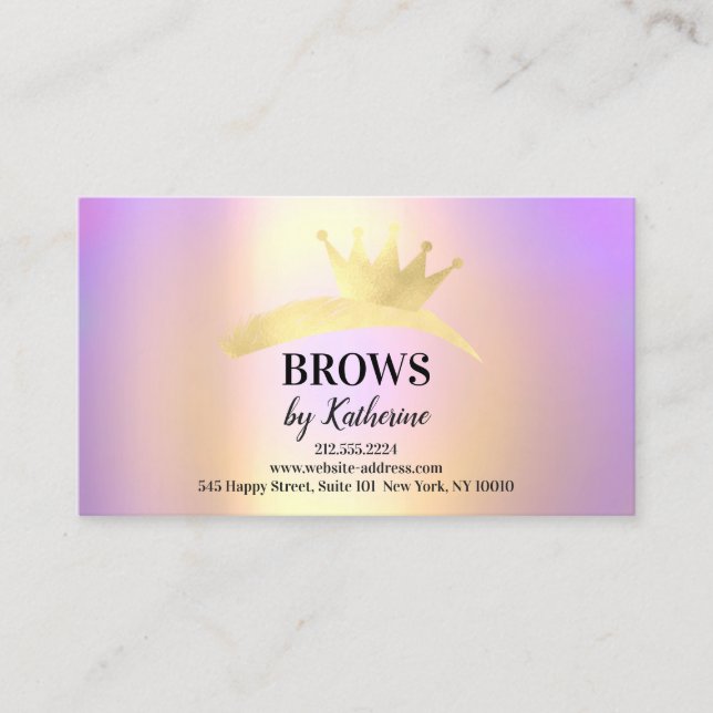 Eyebrow Micorblade Logo Aftercare Logo Crown Gold Visitenkarte (Vorderseite)