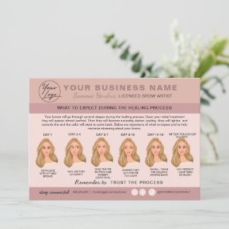 Eyebrow Microblading Aftercare Instructions Card Einladung