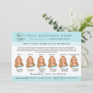Eyebrow Microblading Aftercare Instructions Card Einladung