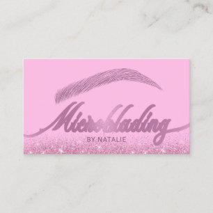 Eyebrow Salon Microblading Modern Pink Glitzer Visitenkarte
