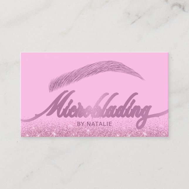 Eyebrow Salon Microblading Modern Pink Glitzer Visitenkarte (Vorderseite)