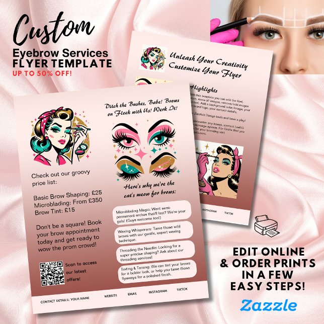 ⭐️ Eyebrow Shaping Flyer Template Blush Dusty Pink (Von Creator hochgeladen)