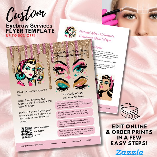 ⭐️ Eyebrow Shaping Flyer Template Pink Gold Sparkl (Von Creator hochgeladen)