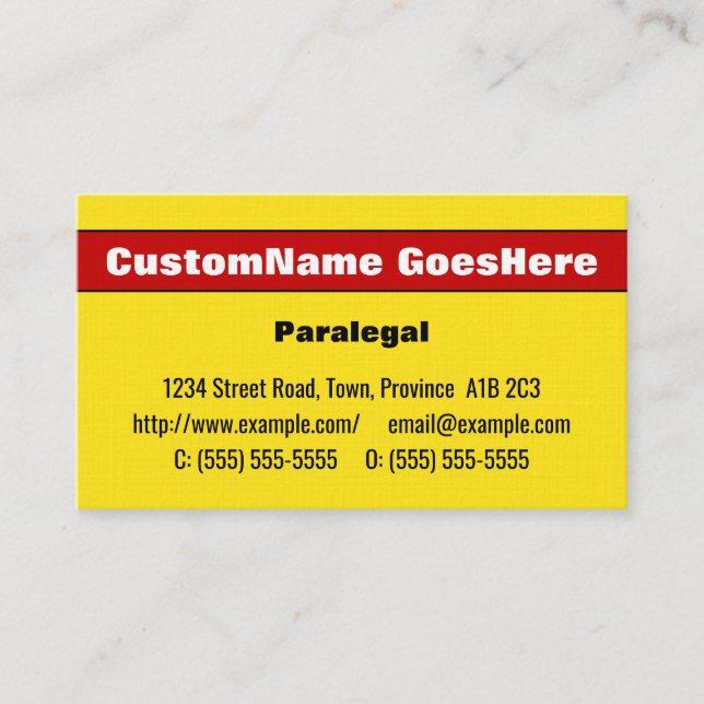 Eyecatching & Bold Paralegal Business Card Visitenkarte (Vorderseite)