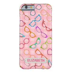 Eyeglasses Retro Moderner Hipster Pink Gingham Nam Barely There iPhone 6 Hülle
