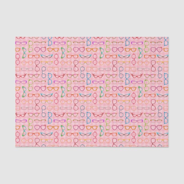 Eyeglassys Retro Pink Gingham Midtown Seidenpapier (Vorderseite)