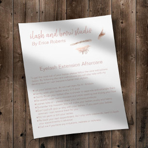 Eyelash & Brow Makeup Artist Aftercare Instruction Flyer