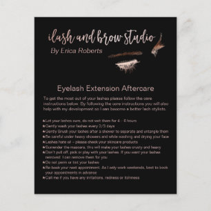 Eyelash & Brow Makeup Artist Aftercare Instruction Flyer