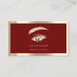 Eyelash Brow Makeup Logo Qr Code Burgundy Gerahmt Visitenkarte