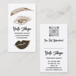 Eyelash Brow Makeup-Logo QR-Code Lippe Weißbraun Visitenkarte