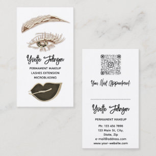 Eyelash Brow Makeup-Logo QR-Code Lippe Weißbraun Visitenkarte