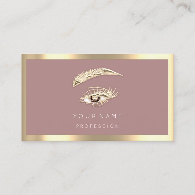 Eyelash Brow Makeup Logo Qr Code Rose Gold Gerahmt Visitenkarte (Vorderseite)