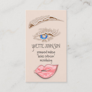 Eyelash Brow Makeup Logo QRCode Lip Rose Coral Visitenkarte