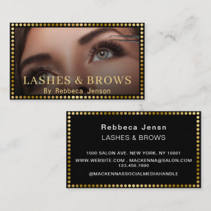Eyelash Brow Makeup Logo QRCode Lip Rose Glitzer Visitenkarte