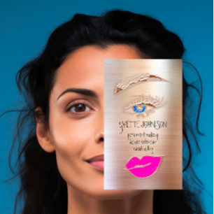 Eyelash Brow Makeup Logo QRCode Lip Rose Rot Rosa Visitenkarte