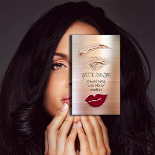 Eyelash Brow Makeup Logo QRCode Lip Rose Rot Visitenkarte