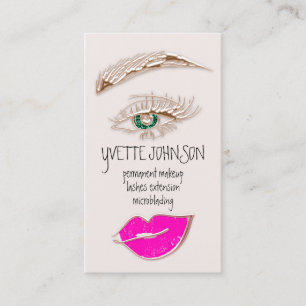 Eyelash Brow Makeup Logo QRCode Lips Rose Rosa Visitenkarte