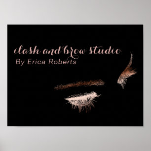 Eyelash & Brow Makeup Rose Goldener Salon Poster