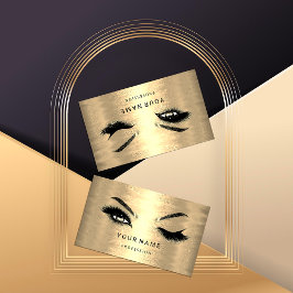 Eyelash Brow Microblade. QR-CODE-Logo-Imitate Gold Visitenkarte
