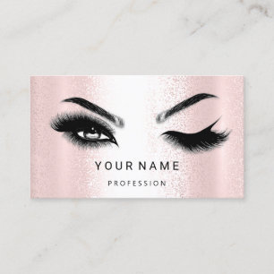 Eyelash Brow Microblade. QR CODE-Logo Silber Rosa Visitenkarte