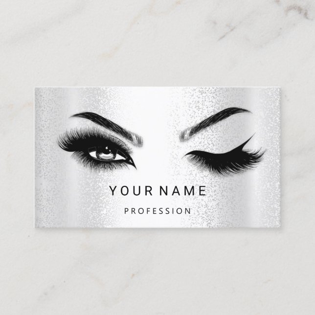 Eyelash Brow Microblade. QR CODE Logo Silver WELLN Visitenkarte (Vorderseite)
