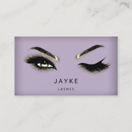 Eyelash Brow Microblade QR Logo Lila Gold Gold Visitenkarte