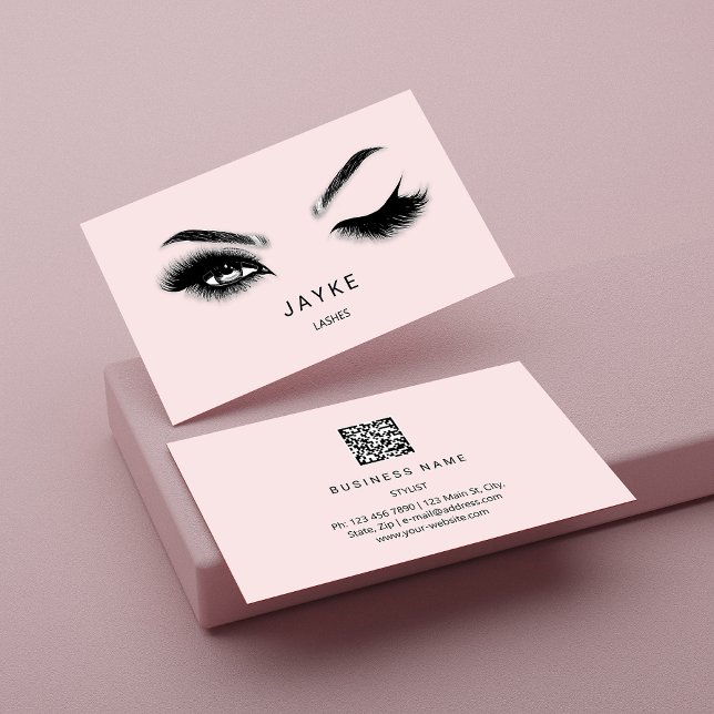 Eyelash Brow Microblade QR-Logo Rosa Paste Visitenkarte (Von Creator hochgeladen)
