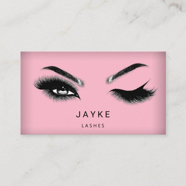 Eyelash Brow Microblade QR Logo Rosa Visitenkarte (Vorderseite)