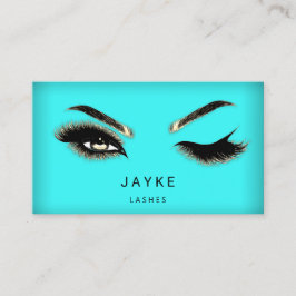 Eyelash Brow Microblade QR Logo Tiffanie Aqua Gold Visitenkarte
