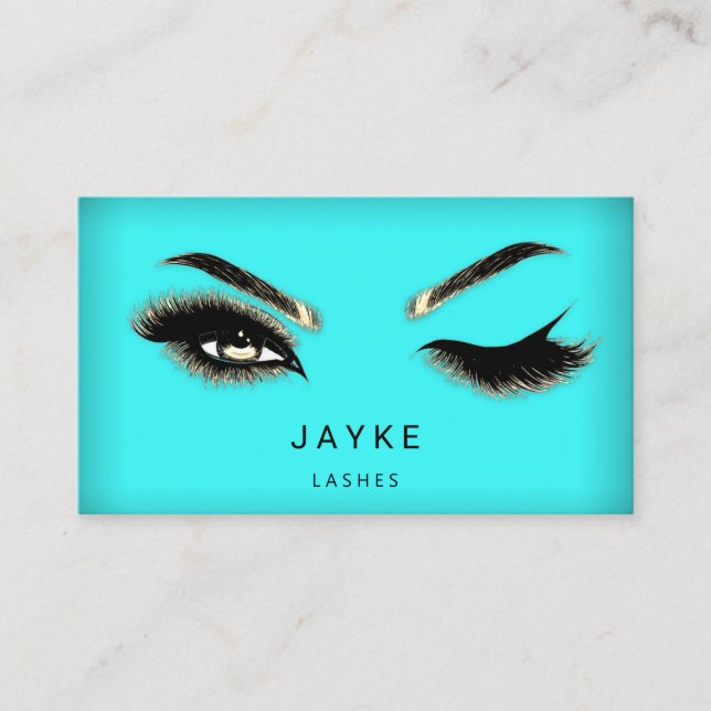 Eyelash Brow Microblade QR Logo Tiffanie Aqua Gold Visitenkarte