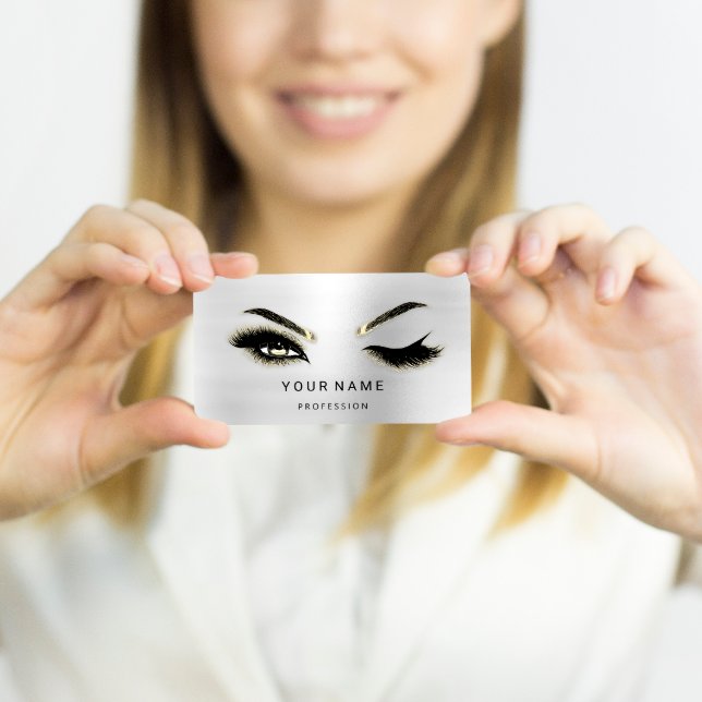 Eyelash Brows Microblade. QR CODE Logo Silver Visitenkarte (Von Creator hochgeladen)