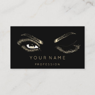Eyelash Brows Microblade QRCODE Gold Black Visitenkarte