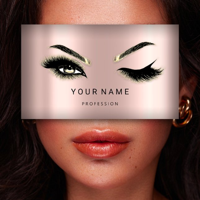Eyelash Brows Microblade QRCODE Logo Rose Pulver Visitenkarte (Eyelash Brows Microblade QRCODE Logo Rose Powder Business Card)
