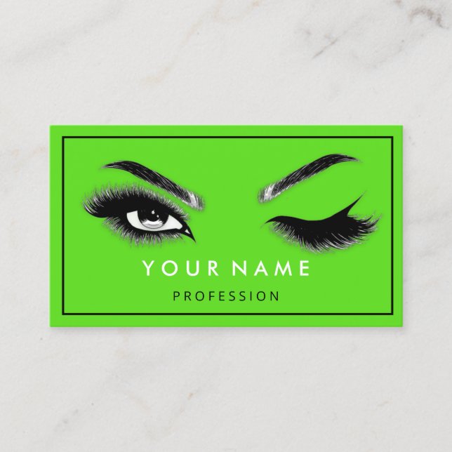 Eyelash Brows Microblade QRCODE Logo Silber Grün Visitenkarte (Vorderseite)