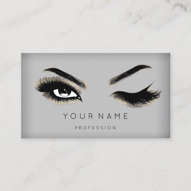 Eyelash Brows Microblading QRCODE Logo Gold Modern Visitenkarte (Vorderseite)