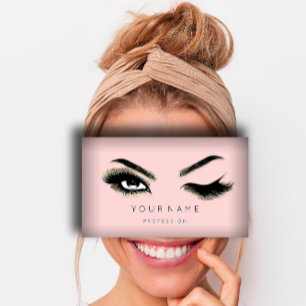 Eyelash Brows Microblading QRCODE Logo Gold Pink Visitenkarte