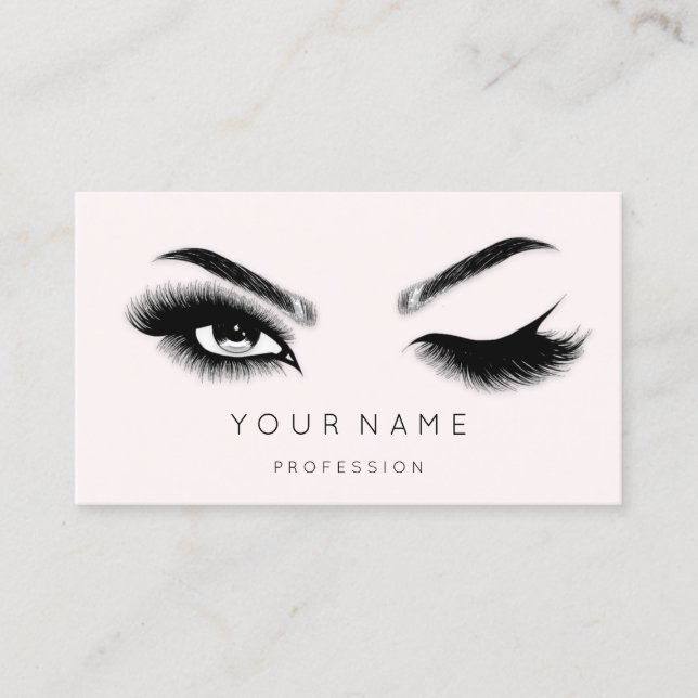 Eyelash Brows Microblading QRCODE Logo Pink Pastel Visitenkarte (Vorderseite)