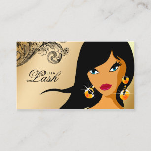 Eyelash Business Card Gold Ethnische Frau Tan 2 Visitenkarte