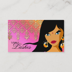 Eyelash Business Card Indische Frau Orange Pink Visitenkarte